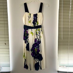 100% Silk Anne Klein Grape/Floral Pattern Dress